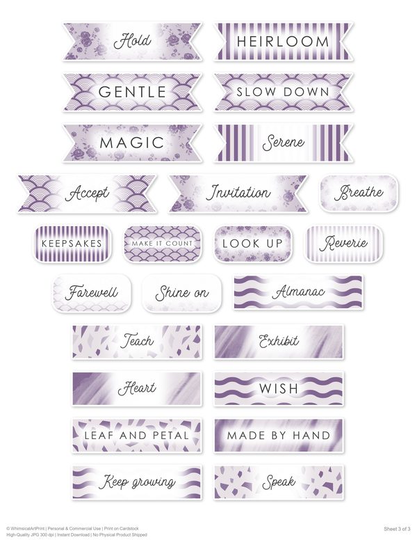 Ephemera Kit: 82 Printable Cards, Tags and Word Strips - Watercolor Iris - Commercial Use — image 63