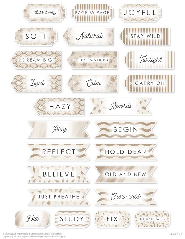 Ephemera Kit: 82 Printable Cards, Tags and Word Strips - Watercolor Iris - Commercial Use — image 65