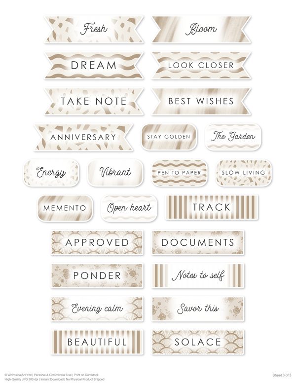 Ephemera Kit: 82 Printable Cards, Tags and Word Strips - Watercolor Iris - Commercial Use — image 66