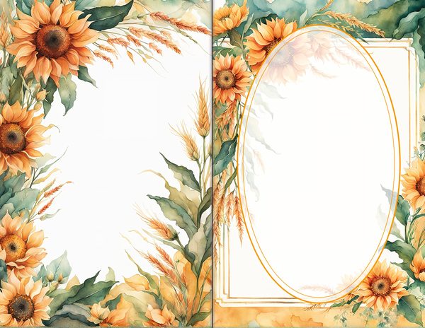 Journal Spreads: 60 Open Book Planner Pages - Watercolor Sunflowers - Commercial Use — image 37