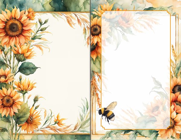 Journal Spreads: 60 Open Book Planner Pages - Watercolor Sunflowers - Commercial Use — image 41