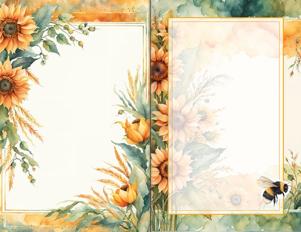 Journal Spreads: 60 Open Book Planner Pages - Watercolor Sunflowers - Commercial Use — image 45