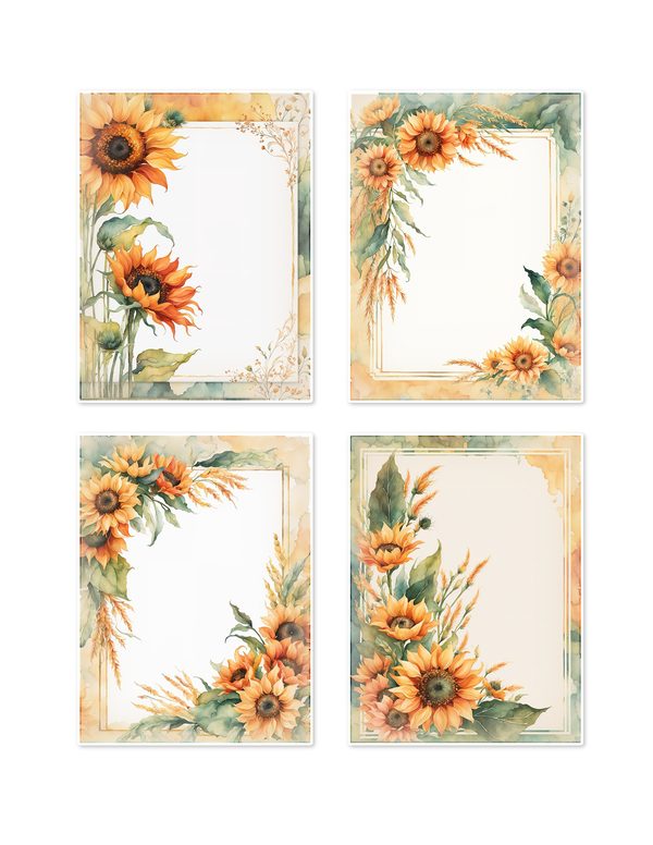 Ephemera Kit: 90 Printable Cards, Tags and Word Strips - Watercolor Sunflowers - Commercial Use — image 7