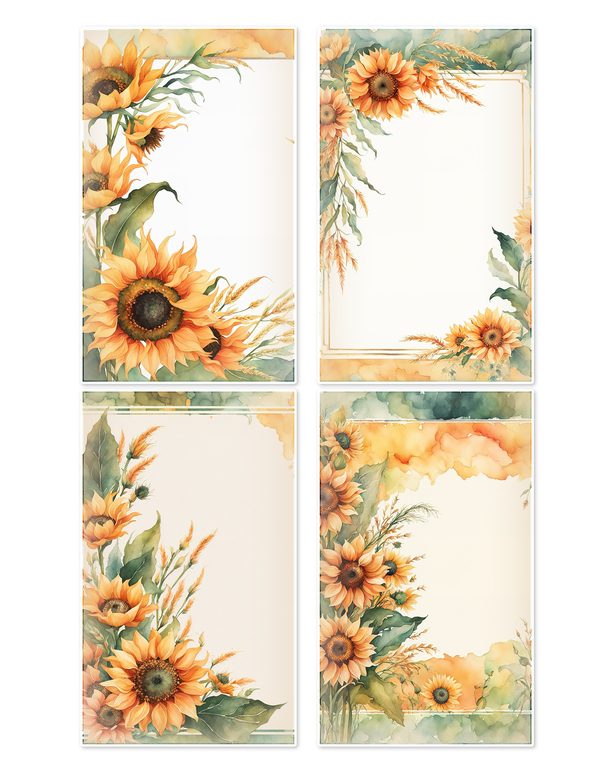 Ephemera Kit: 90 Printable Cards, Tags and Word Strips - Watercolor Sunflowers - Commercial Use — image 10