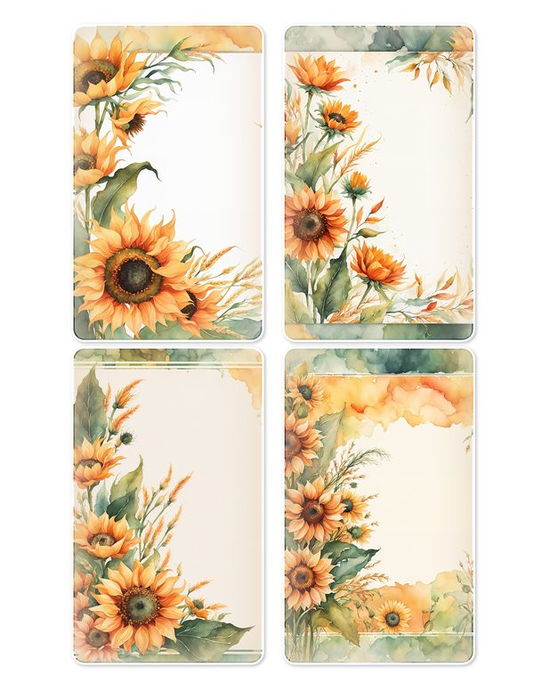 Ephemera Kit: 90 Printable Cards, Tags and Word Strips - Watercolor Sunflowers - Commercial Use — image 11