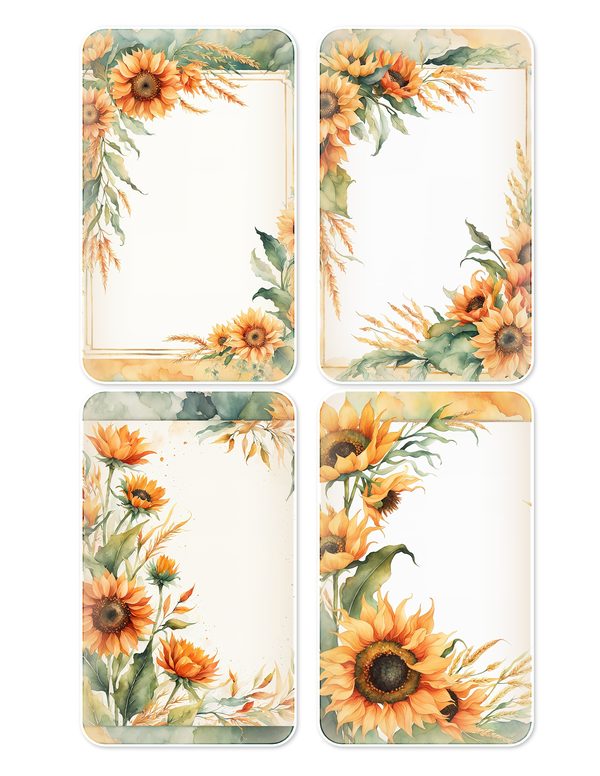 Ephemera Kit: 90 Printable Cards, Tags and Word Strips - Watercolor Sunflowers - Commercial Use — image 12