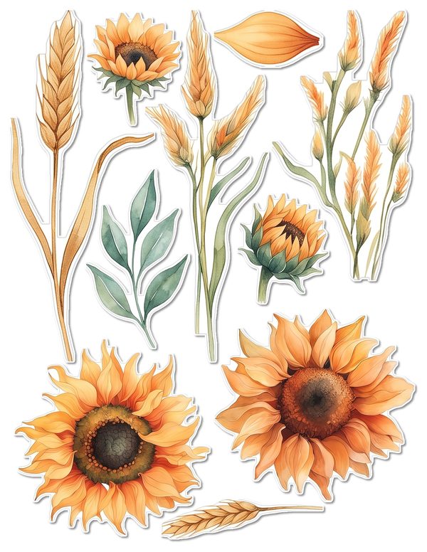 Ephemera Kit: 90 Printable Cards, Tags and Word Strips - Watercolor Sunflowers - Commercial Use — image 58