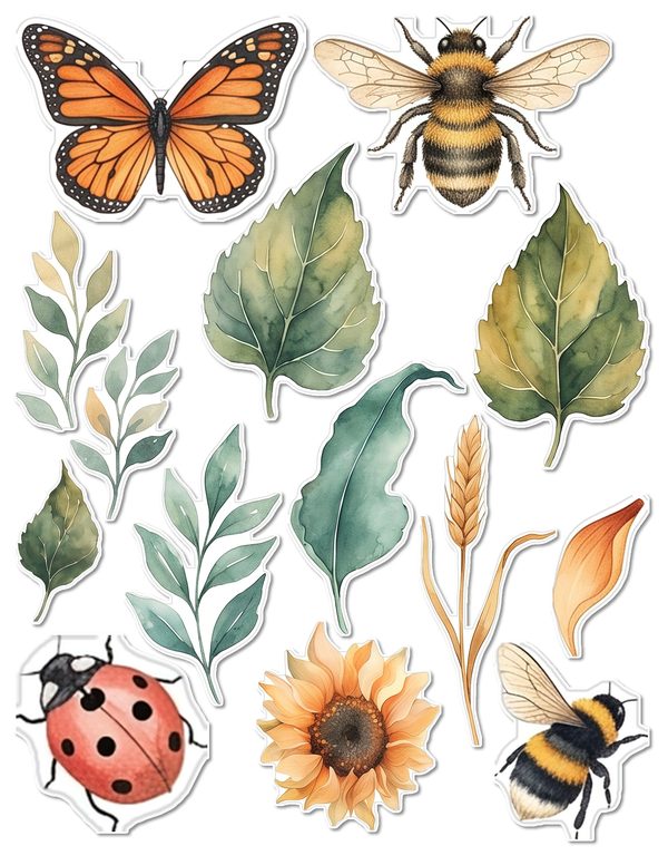 Ephemera Kit: 90 Printable Cards, Tags and Word Strips - Watercolor Sunflowers - Commercial Use — image 60