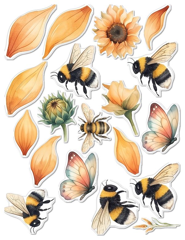 Ephemera Kit: 90 Printable Cards, Tags and Word Strips - Watercolor Sunflowers - Commercial Use — image 61