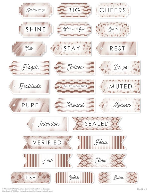 Ephemera Kit: 90 Printable Cards, Tags and Word Strips - Watercolor Sunflowers - Commercial Use — image 70