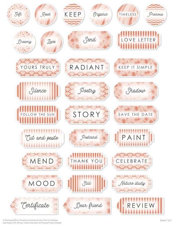 Ephemera Kit: 90 Printable Cards, Tags and Word Strips - Watercolor Sunflowers - Commercial Use — image 72