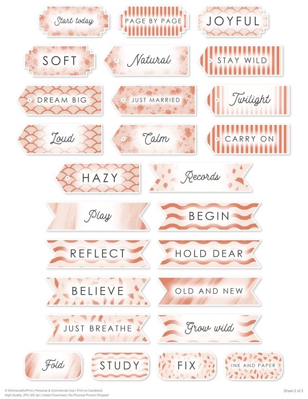 Ephemera Kit: 90 Printable Cards, Tags and Word Strips - Watercolor Sunflowers - Commercial Use — image 73