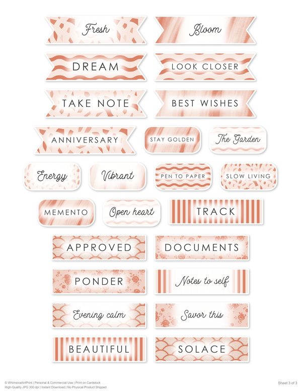Ephemera Kit: 90 Printable Cards, Tags and Word Strips - Watercolor Sunflowers - Commercial Use — image 74