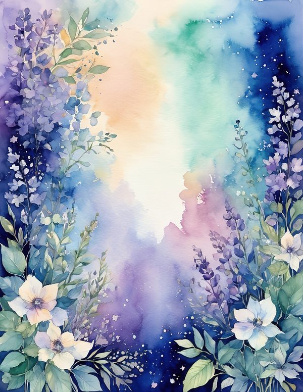 Art Journal and Planner Kit: 102 Printable Pages - Watercolor Delphiniums - Commercial Use — image 1
