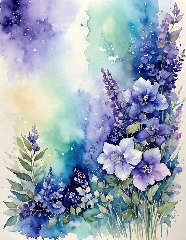 Art Journal and Planner Kit: 102 Printable Pages - Watercolor Delphiniums - Commercial Use — image 9