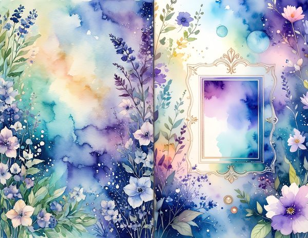 Journal Spreads: 60 Open Book Planner Pages - Watercolor Delphiniums - Commercial Use — image 10