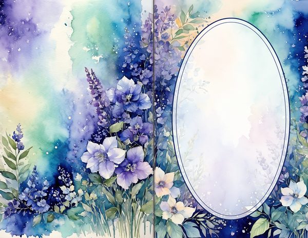 Journal Spreads: 60 Open Book Planner Pages - Watercolor Delphiniums - Commercial Use — image 27