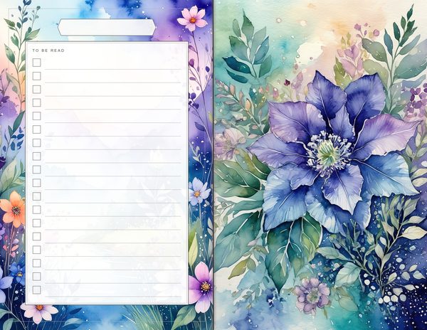 Journal Spreads: 60 Open Book Planner Pages - Watercolor Delphiniums - Commercial Use — image 28