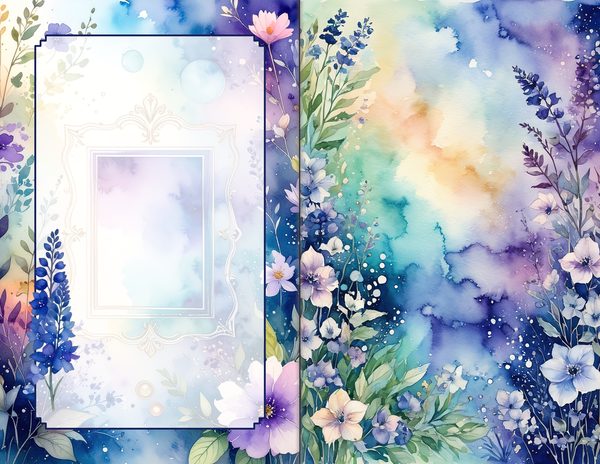 Journal Spreads: 60 Open Book Planner Pages - Watercolor Delphiniums - Commercial Use — image 32