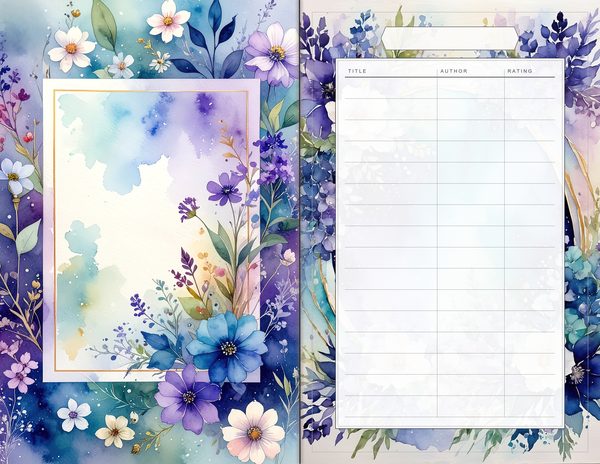 Journal Spreads: 60 Open Book Planner Pages - Watercolor Delphiniums - Commercial Use — image 33