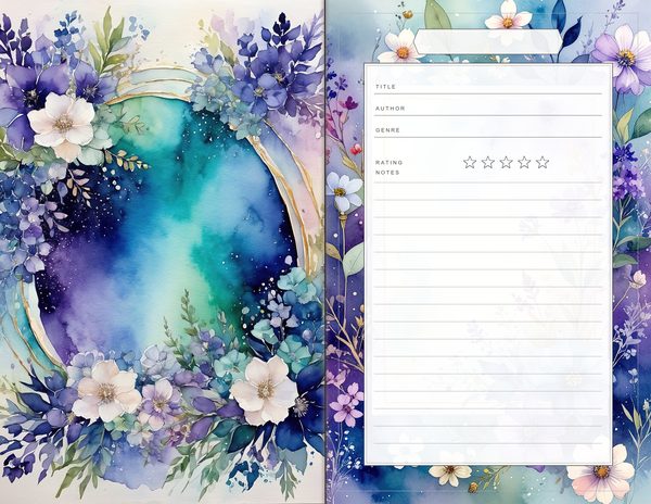 Journal Spreads: 60 Open Book Planner Pages - Watercolor Delphiniums - Commercial Use — image 36