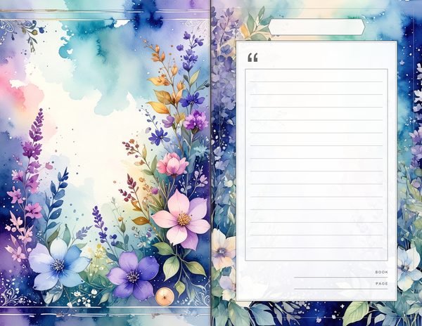 Journal Spreads: 60 Open Book Planner Pages - Watercolor Delphiniums - Commercial Use — image 40