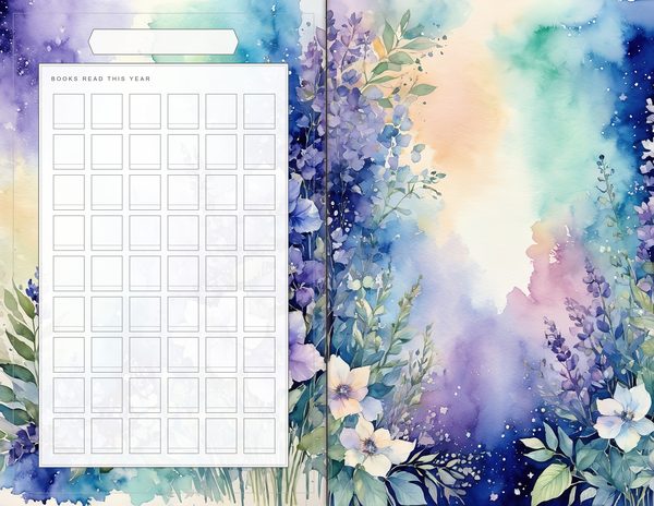 Journal Spreads: 60 Open Book Planner Pages - Watercolor Delphiniums - Commercial Use — image 43
