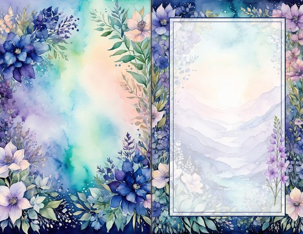 Journal Spreads: 60 Open Book Planner Pages - Watercolor Delphiniums - Commercial Use — image 45