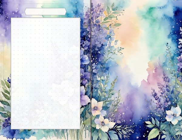 Journal Spreads: 60 Open Book Planner Pages - Watercolor Delphiniums - Commercial Use — image 55