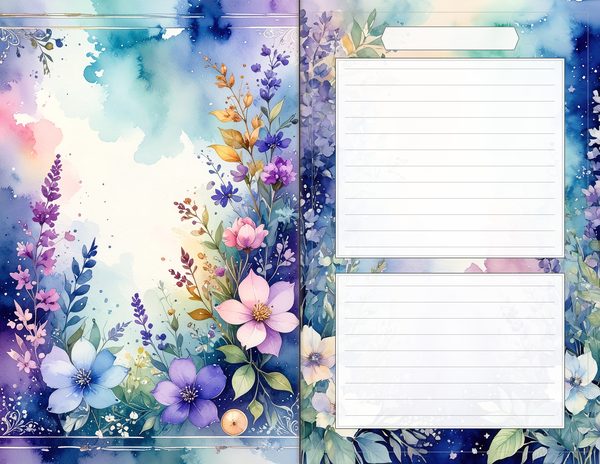 Journal Spreads: 60 Open Book Planner Pages - Watercolor Delphiniums - Commercial Use — image 59