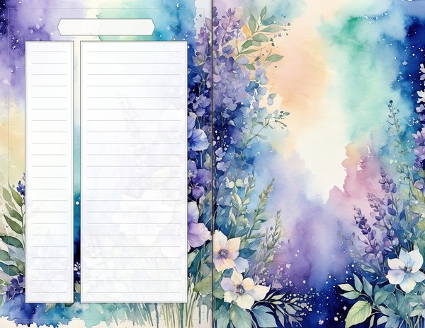 Journal Spreads: 60 Open Book Planner Pages - Watercolor Delphiniums - Commercial Use — image 60
