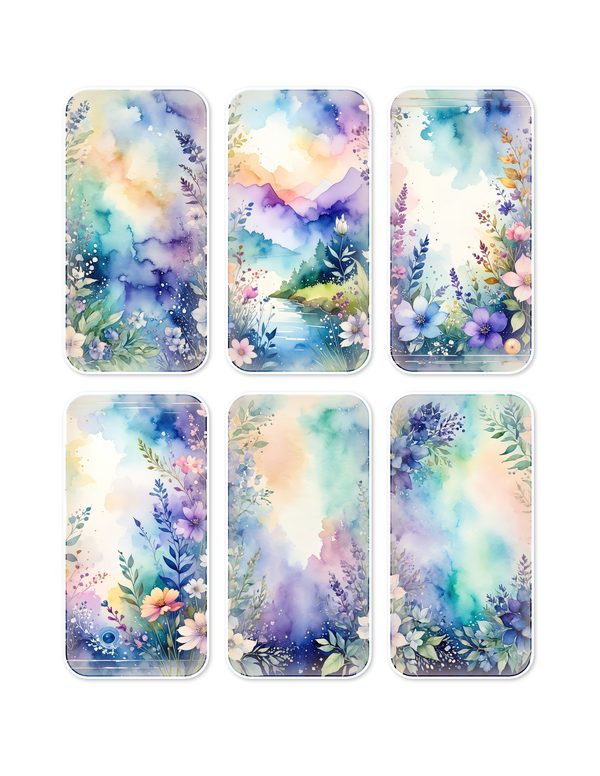 Ephemera Kit: 96 Printable Cards, Tags and Word Strips - Watercolor Delphiniums - Commercial Use — image 3