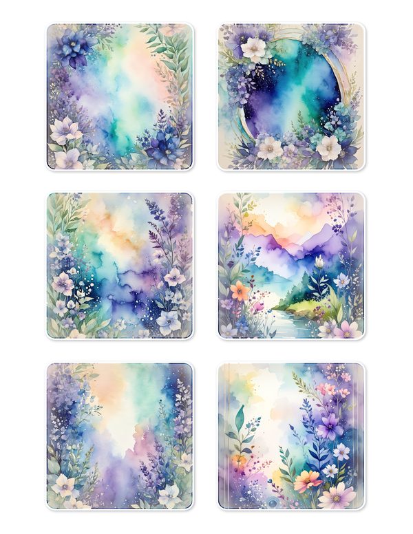 Ephemera Kit: 96 Printable Cards, Tags and Word Strips - Watercolor Delphiniums - Commercial Use — image 5