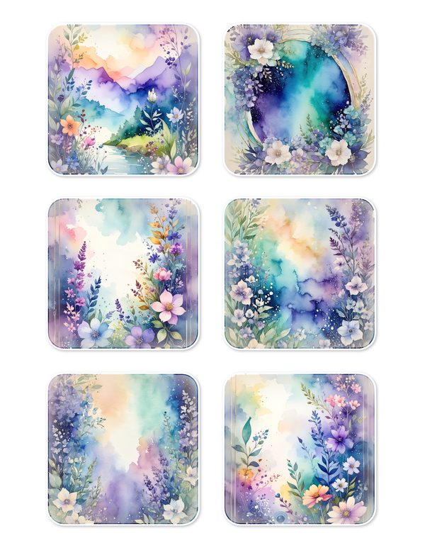 Ephemera Kit: 96 Printable Cards, Tags and Word Strips - Watercolor Delphiniums - Commercial Use — image 6