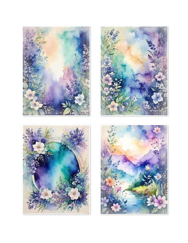 Ephemera Kit: 96 Printable Cards, Tags and Word Strips - Watercolor Delphiniums - Commercial Use — image 7