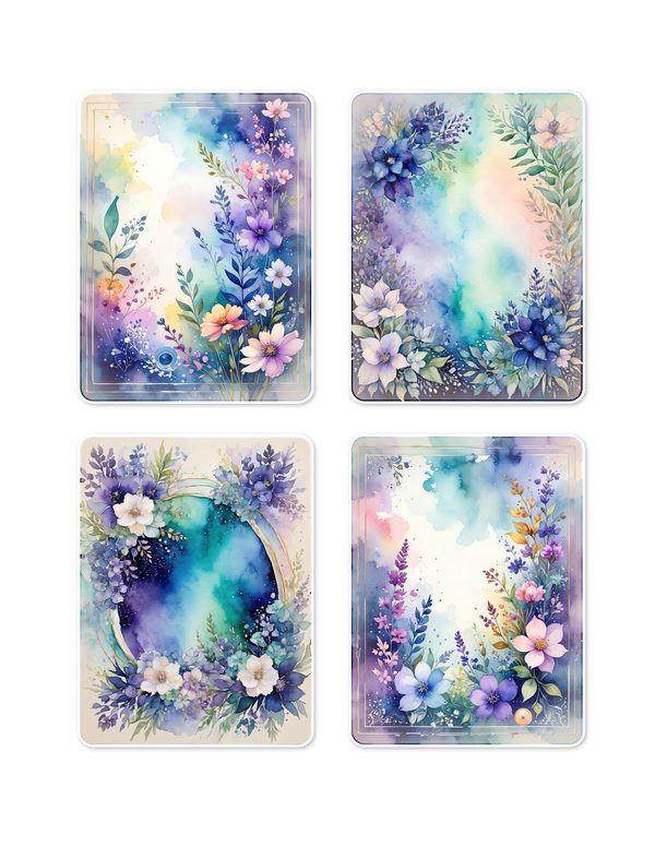 Ephemera Kit: 96 Printable Cards, Tags and Word Strips - Watercolor Delphiniums - Commercial Use — image 8