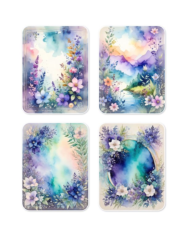 Ephemera Kit: 96 Printable Cards, Tags and Word Strips - Watercolor Delphiniums - Commercial Use — image 9