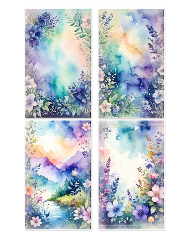 Ephemera Kit: 96 Printable Cards, Tags and Word Strips - Watercolor Delphiniums - Commercial Use — image 10