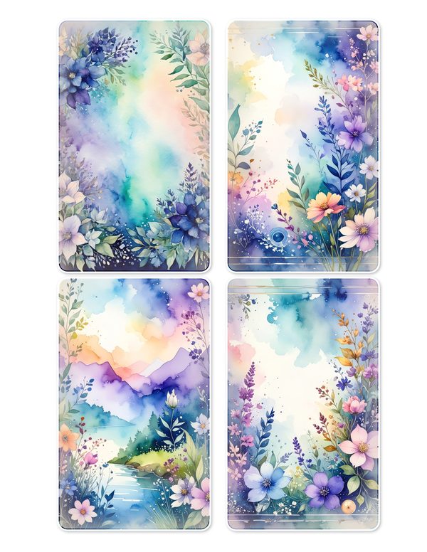 Ephemera Kit: 96 Printable Cards, Tags and Word Strips - Watercolor Delphiniums - Commercial Use — image 11