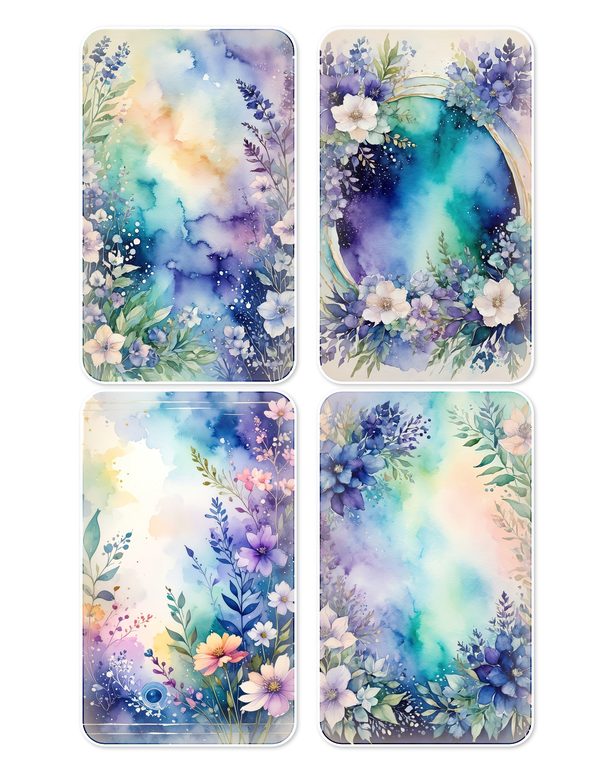 Ephemera Kit: 96 Printable Cards, Tags and Word Strips - Watercolor Delphiniums - Commercial Use — image 12