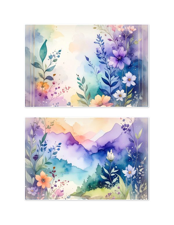 Ephemera Kit: 96 Printable Cards, Tags and Word Strips - Watercolor Delphiniums - Commercial Use — image 19