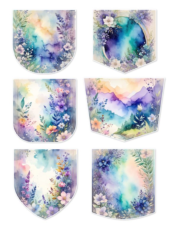 Ephemera Kit: 96 Printable Cards, Tags and Word Strips - Watercolor Delphiniums - Commercial Use — image 23