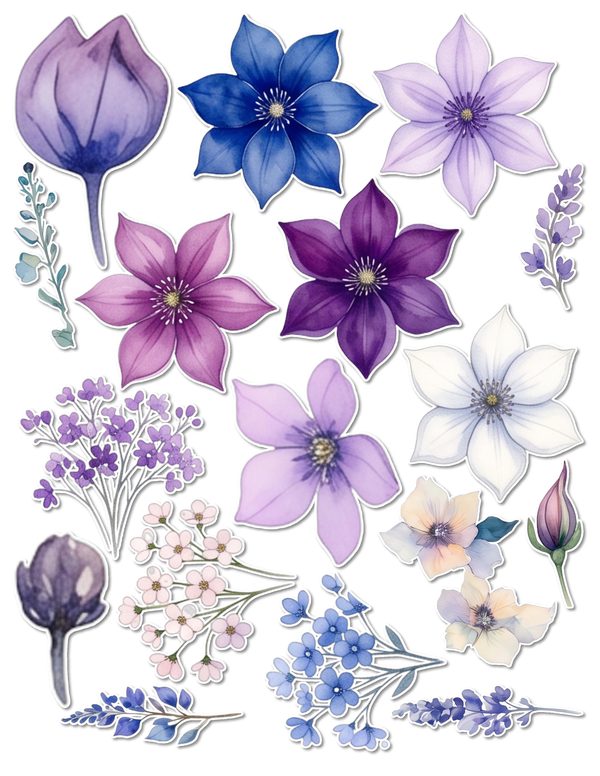 Ephemera Kit: 96 Printable Cards, Tags and Word Strips - Watercolor Delphiniums - Commercial Use — image 66