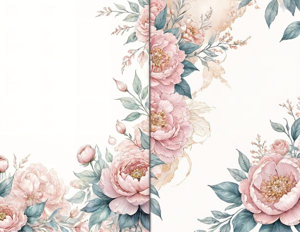 Journal Spreads: 60 Open Book Planner Pages - Watercolor Peonies - Commercial Use — image 10