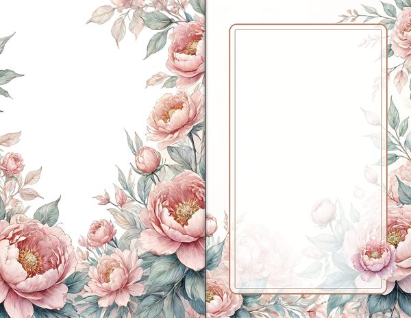 Journal Spreads: 60 Open Book Planner Pages - Watercolor Peonies - Commercial Use — image 28
