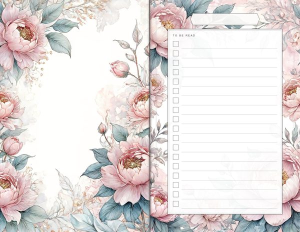 Journal Spreads: 60 Open Book Planner Pages - Watercolor Peonies - Commercial Use — image 29