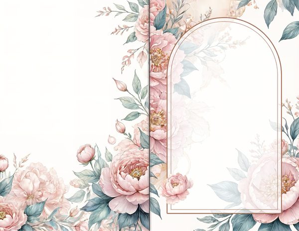 Journal Spreads: 60 Open Book Planner Pages - Watercolor Peonies - Commercial Use — image 32
