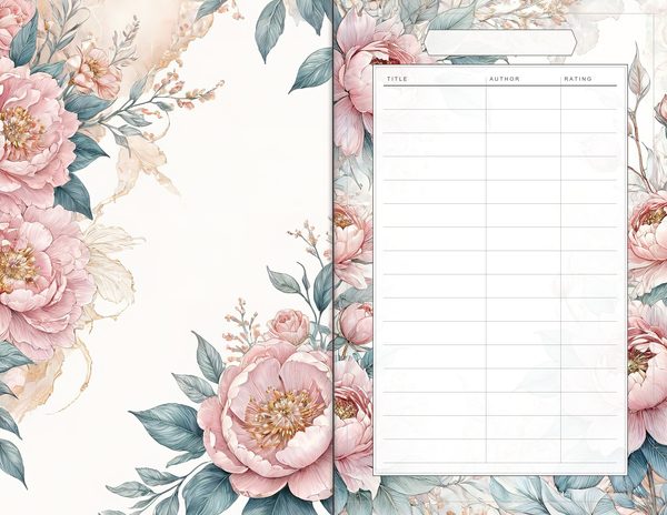 Journal Spreads: 60 Open Book Planner Pages - Watercolor Peonies - Commercial Use — image 33