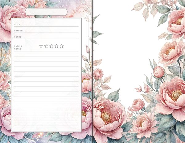 Journal Spreads: 60 Open Book Planner Pages - Watercolor Peonies - Commercial Use — image 36