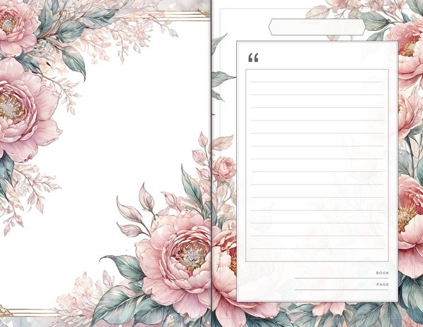 Journal Spreads: 60 Open Book Planner Pages - Watercolor Peonies - Commercial Use — image 40